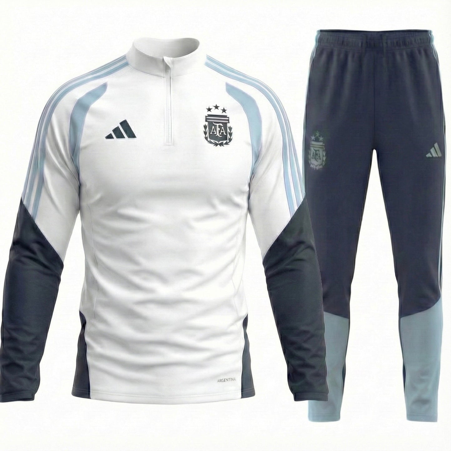2025–26 Argentina National Team White & Sky Blue Training Tracksuit Set