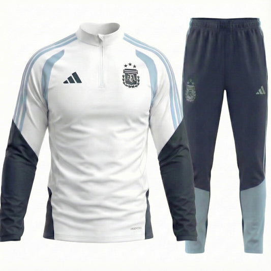 2025–26 Argentina National Team White & Sky Blue Training Tracksuit Set